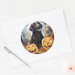 Sticker Rond Halloween Nouvelle-Écosse avec citrouilles épouvan