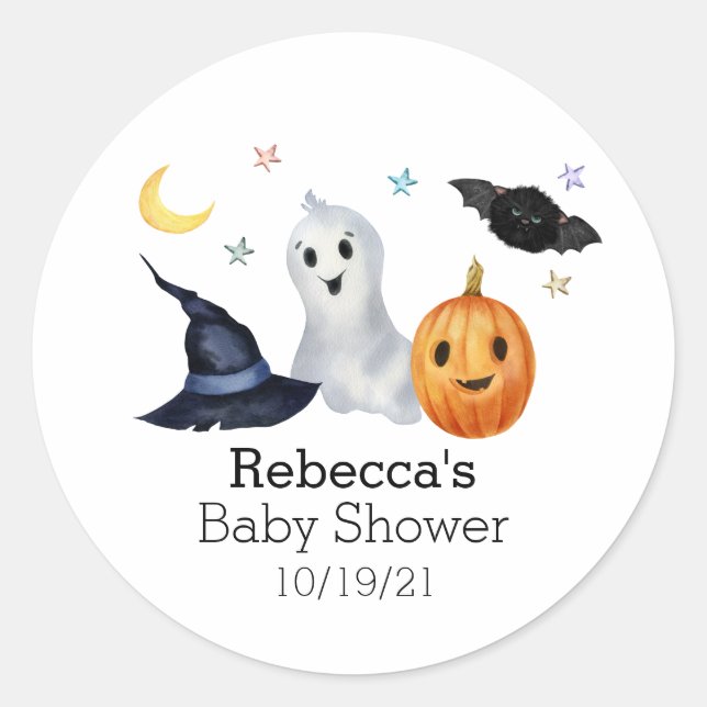 Sticker Rond Halloween Octobre Baby shower Ghost Boo (Devant)