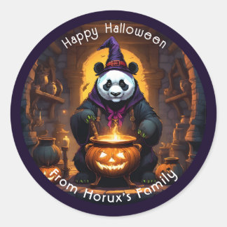 Sticker Rond Halloween Panda Magic