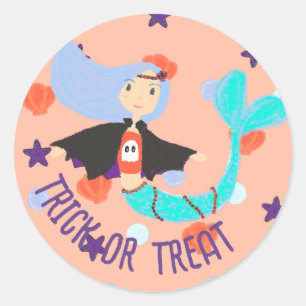 Sticker Rond Halloween Pastel Mermaid Vampire