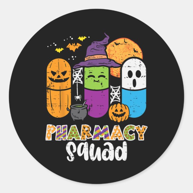 Sticker Rond Halloween Pharmacy Squad PIlls Costume Pharmaciste (Devant)