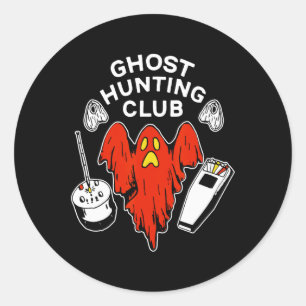 Sticker Rond Halloween Red Ghost Chasse Club Éffrayant Hunter