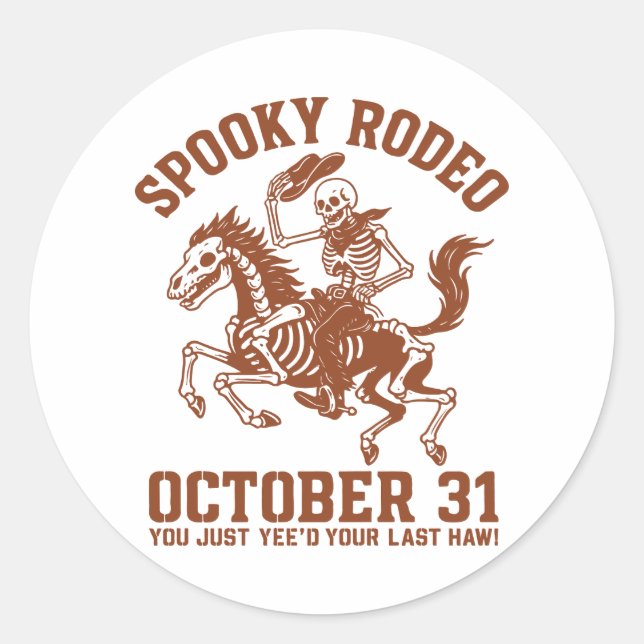 Sticker Rond Halloween Rodéo éffrayant 31 octobre (Devant)