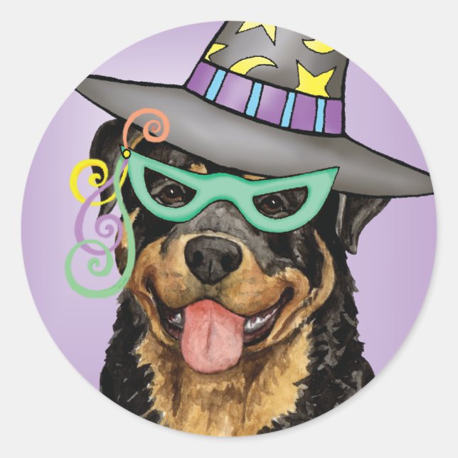 Sticker Rond Halloween Rottweiler (Devant)