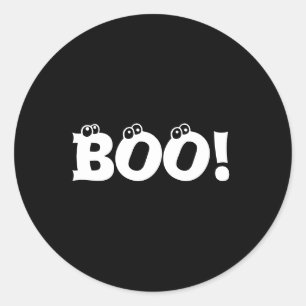 Sticker Rond Halloween Scary Boo! yeux noir blanc