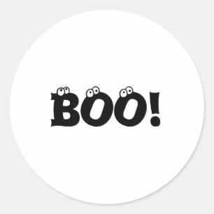 Sticker Rond Halloween Scary Boo! yeux noir blanc