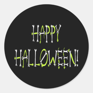 Sticker Rond Halloween serpents et os Texte