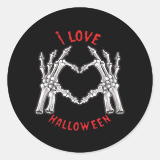 Sticker Rond Halloween Skeletal Mains Coeur drôle Dire