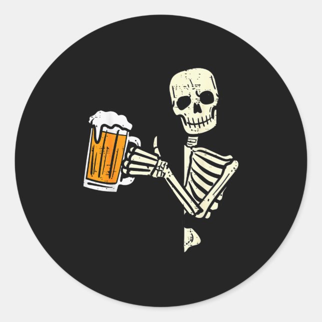 Sticker Rond Halloween Skeleton Dad Funny Lazy Skull Costume Pa (Devant)