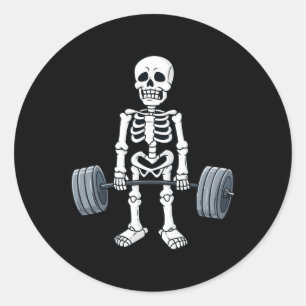 Sticker Rond Halloween Skeleton Deadlift Fitness Fun Fitness Po