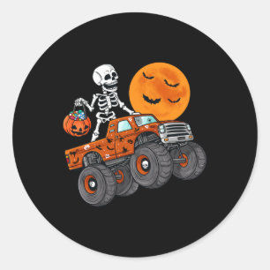 Sticker Rond Halloween Skeleton équitation Monster Truck Toddle