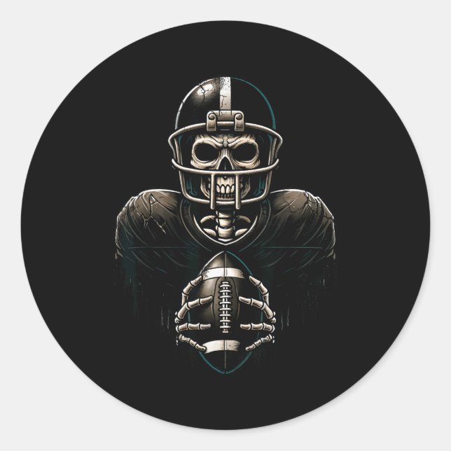 Sticker Rond Halloween Skeleton Football Player Soky Srts Graph (Devant)