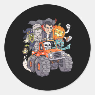 Sticker Rond Halloween Skeleton Zombie Monster Truck Vampire Bo