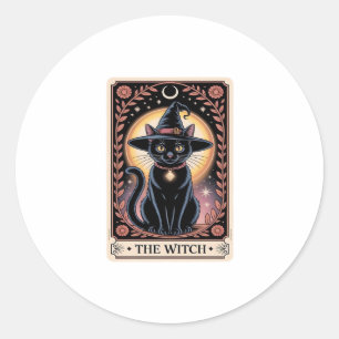Sticker Rond Halloween sorcière esthétique Amoureux de les chat