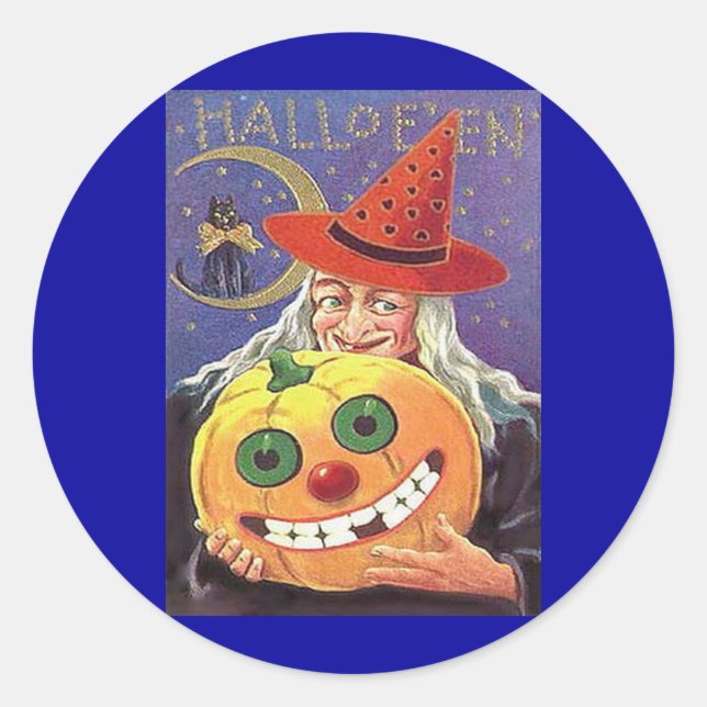 Sticker Rond Halloween sorcière vintage (Devant)