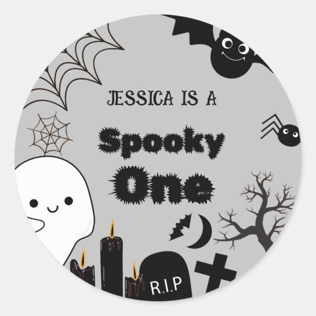 Sticker Rond HAlloween Sppoky One Premier anniversaire fête (Devant)