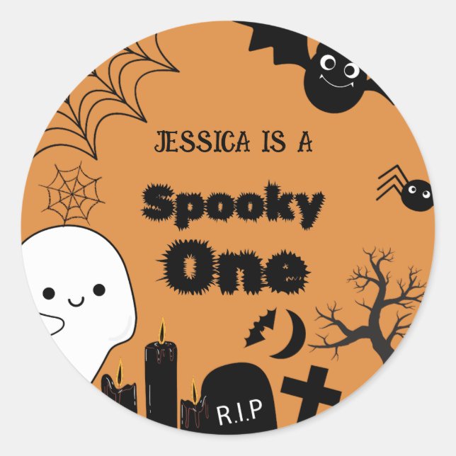 Sticker Rond Halloween Sppoky One Premier anniversaire fête (Devant)