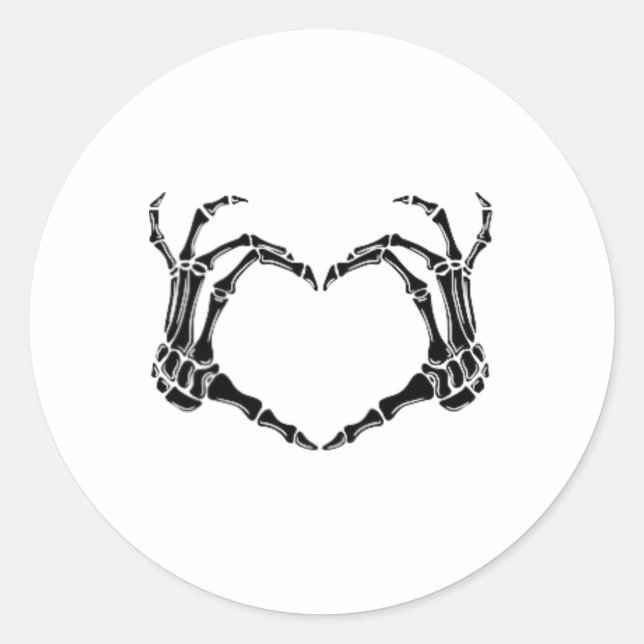 Sticker Rond Halloween Squelette Mains de coeur (Devant)