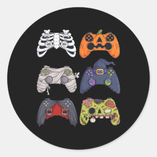 Sticker Rond Halloween Squelette Zombie Contrôleurs de jeu mama
