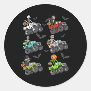 Sticker Rond Halloween Squelette Zombie équitation Monster Cami
