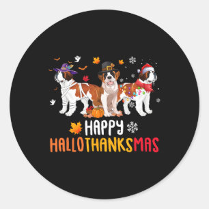 Sticker Rond Halloween Thanksgiving Noël drôle Saint Berna