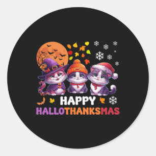 Sticker Rond Halloween Thanksgiving Noël Joyeux Hallomerci