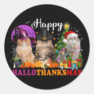 Sticker Rond Halloween Thanksgiving Noël Joyeux Hallomerci