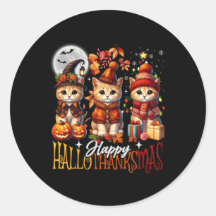 Sticker Rond Halloween Thanksgiving Noël Joyeux Hallomerci