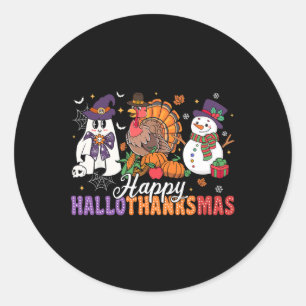 Sticker Rond Halloween Thanksgiving Noël Joyeux Hallomerci