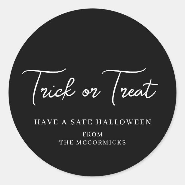 Sticker Rond Halloween Trick ou Treat Script Party Favoriser (Devant)
