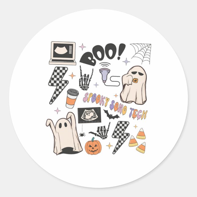 Sticker Rond Halloween Ultrasound Tech Automne Sonographe Autom (Devant)