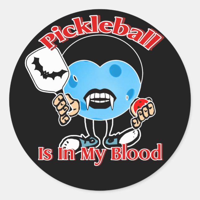 Sticker Rond Halloween Vampire - Pickleball Dans Mon Sang (Devant)