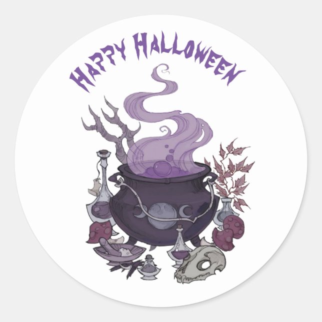 Sticker Rond Halloween Witch Brew (Devant)