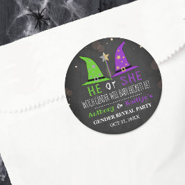 Sticker Rond Halloween Witch Genre Revela Party