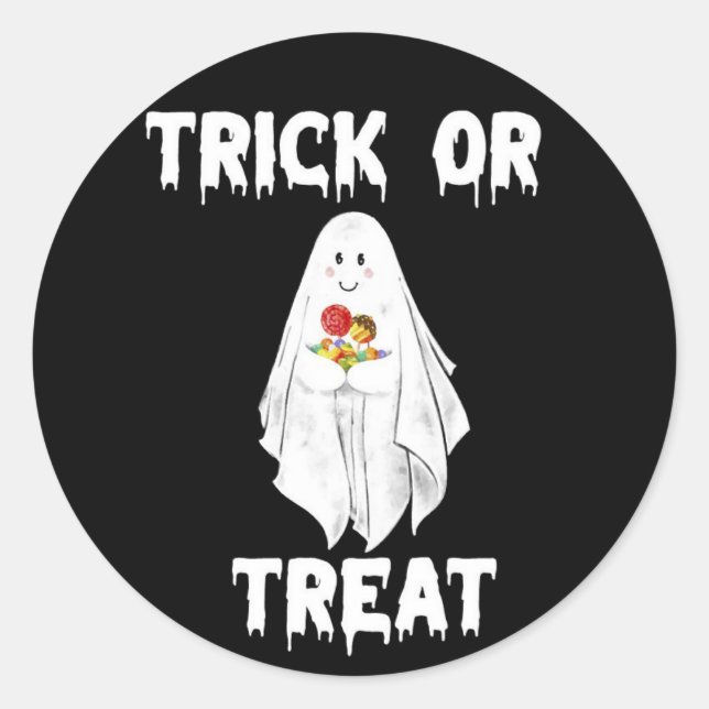 Sticker Rond Hallowen Funny White Ghost (Devant)