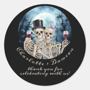 Sticker Rond Hallowen Gothic Skuls Tarot Le Mariage des amoureu