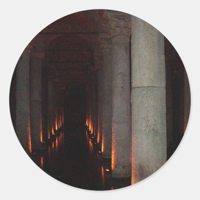 Sticker Rond Hallway gothique d'Halloween en enfer (Devant)