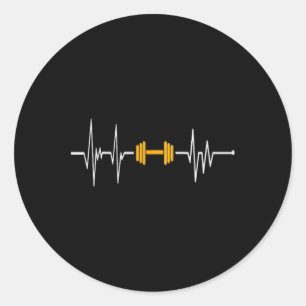 Sticker Rond Haltères Musculation Battement de coeur - Culturis