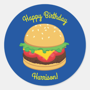 Sticker Rond Hamburger Anniversaire de fête Burger