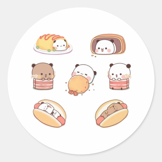 Sticker Rond Hamburger Panda Et Brownie Bear (Devant)