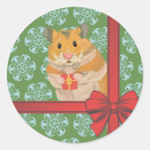 Sticker Rond Hammy Christmas Hamster Noël