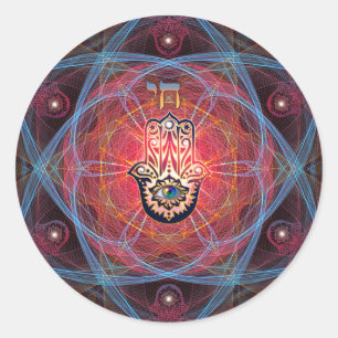 Sticker Rond Hamsa - CHAI - Géométrie sacrée