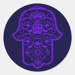 Sticker Rond Hamsa florale (pourpre)