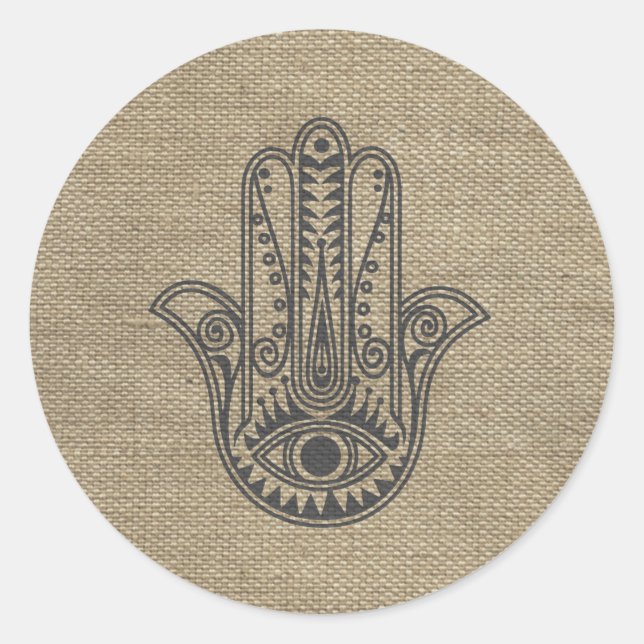 Sticker Rond HAMSA Main de Fatima symbole amulet (Devant)