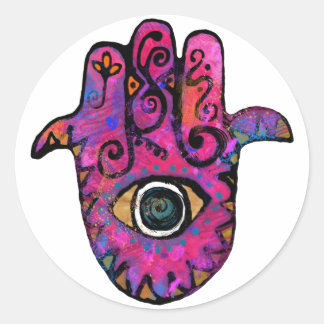 STICKER ROND **HAMSA ROSE**