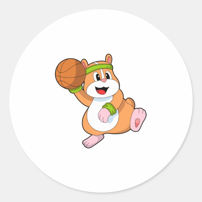 Sticker Rond Hamster as Basketball player (Devant)