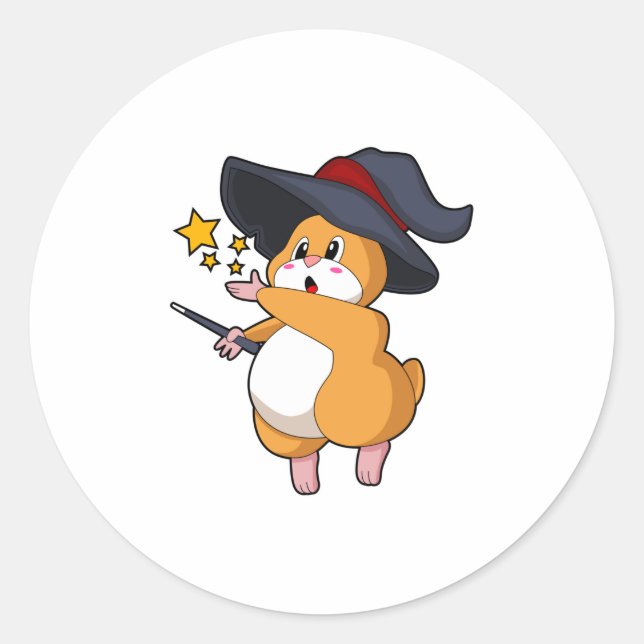 Sticker Rond Hamster as Wizard with Magic mur (Devant)