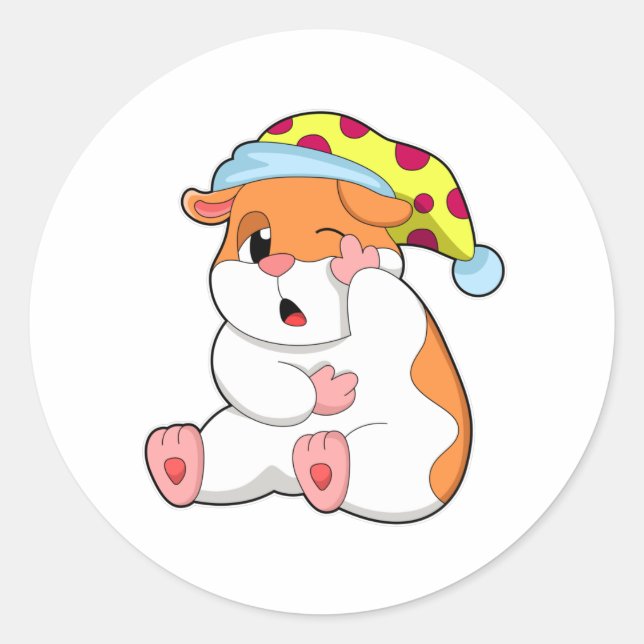 Sticker Rond Hamster au coucher avec tête de lit (Devant)