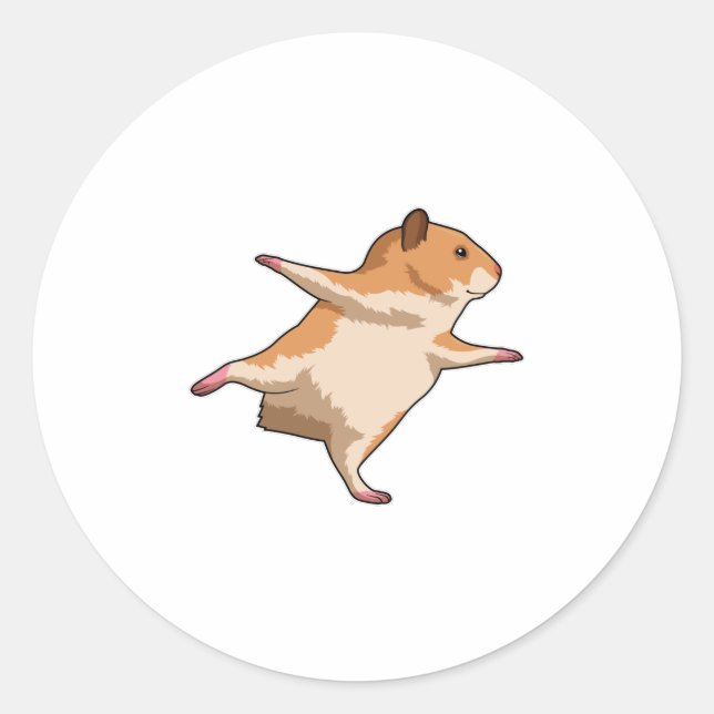 Sticker Rond Hamster au Yoga Stretching Legs (Devant)