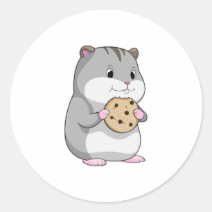 Sticker Rond Hamster avec Cookie